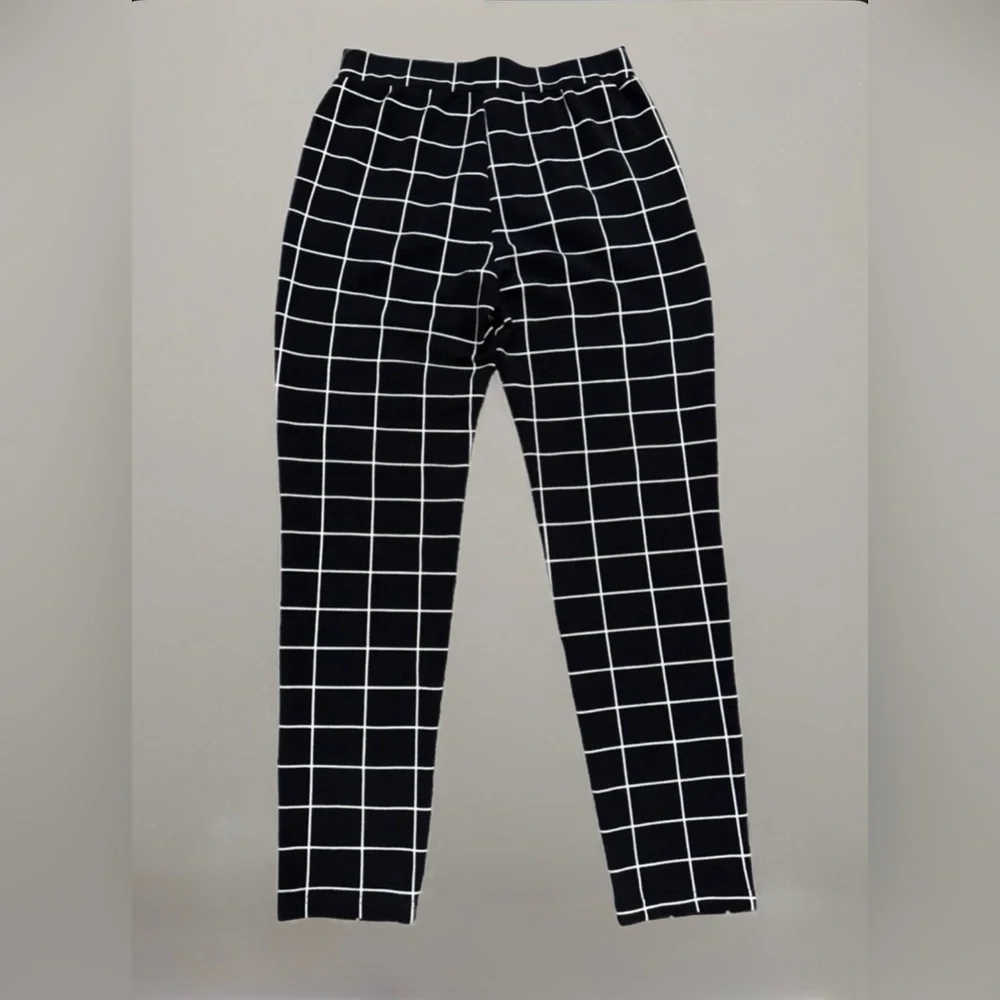 Black and White Women's Straight Leg Pants - Picture 2 of 4
